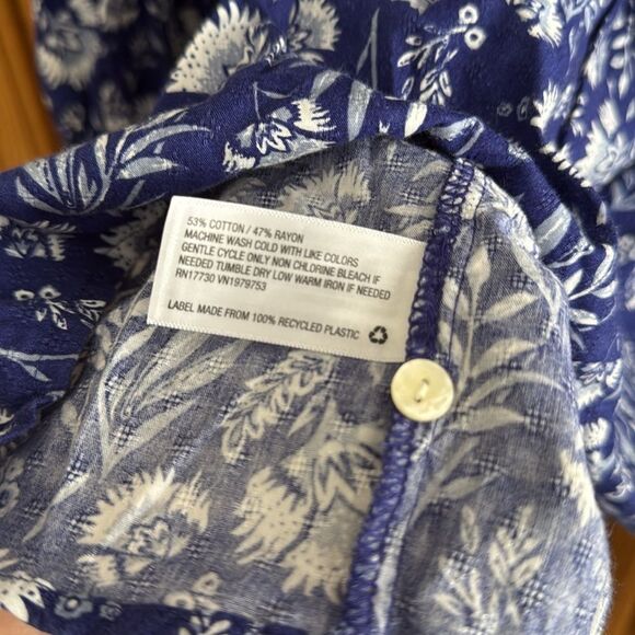 Universal Thread Peplum Blue Floral Balloon Sleeves Blouse with ruffles - Picture 9 of 9